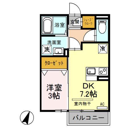 MYCORONETB(1DK/2階)の間取り写真
