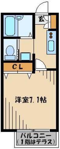 ツインライブ岸町II(1K/2階)の間取り写真