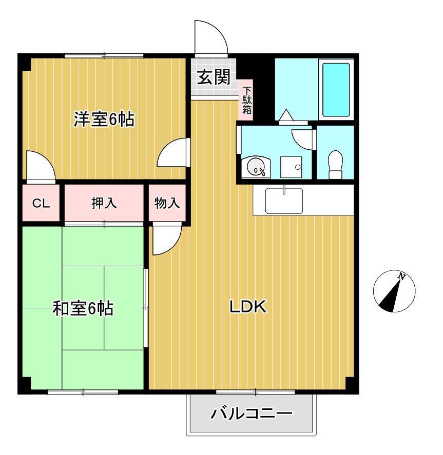 フォブール八幡(2LDK/2階)の間取り写真