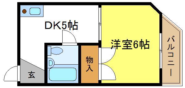 ビクトリー平野(1DK/2階)の間取り写真