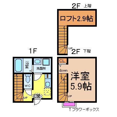 CASA名駅西(1K/1階)の間取り写真