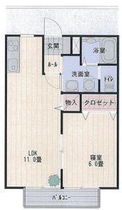 フォルトゥーナ今泉(1LDK/2階)の間取り写真