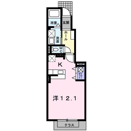 かなで館I(ワンルーム/1階)の間取り写真