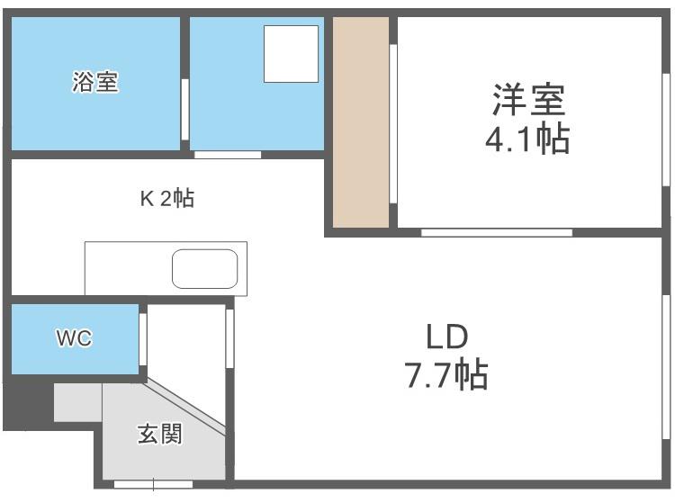 CONTATTO黄金北(1LDK/3階)の間取り写真