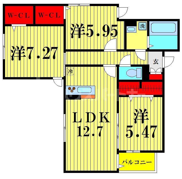 セレスティア瑞江I(3LDK/2階)の間取り写真