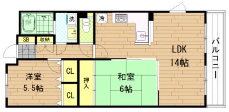 エージレス巽東(2LDK/7階)の間取り写真