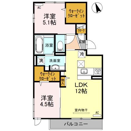 MARCH-T(2LDK/1階)の間取り写真