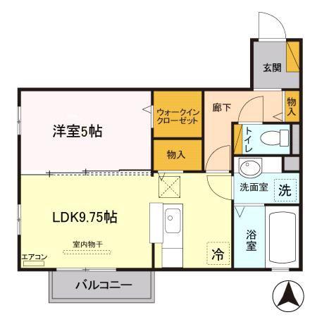 リュミエールB(1LDK/1階)の間取り写真