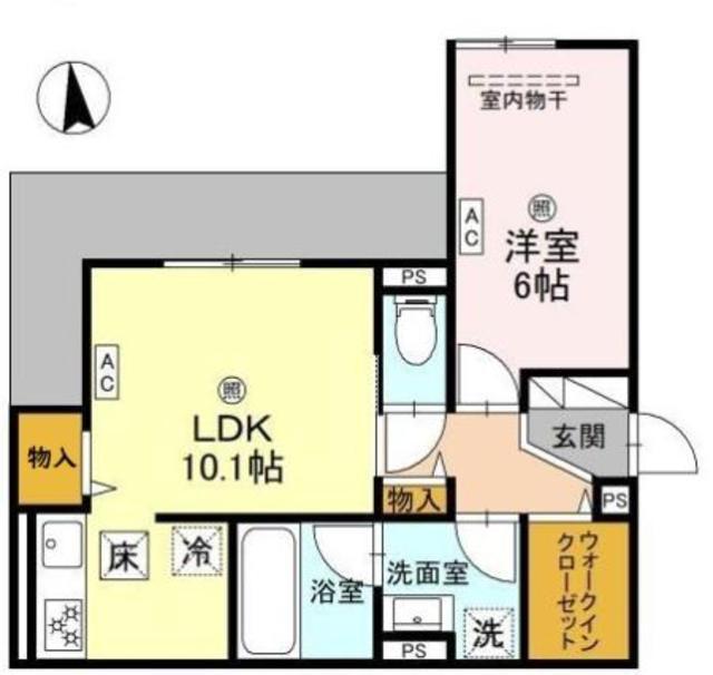 クレスト平野南(1LDK/2階)の間取り写真