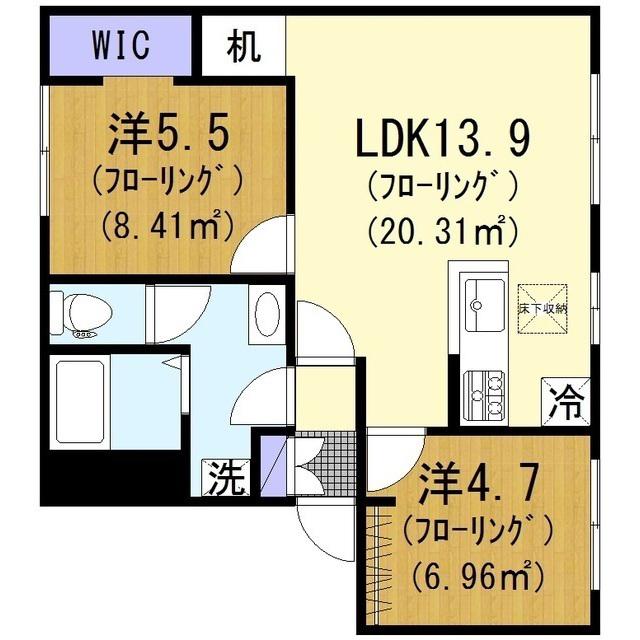 桜ヶ丘エクセルコーポラス(2LDK/1階)の間取り写真