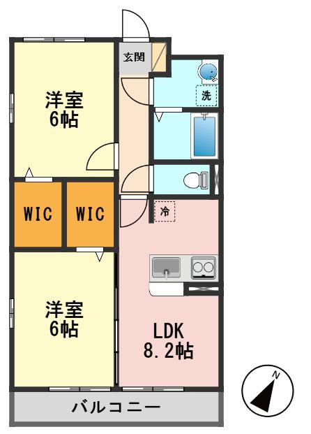 コンフォール瑞江III(2DK/1階)の間取り写真