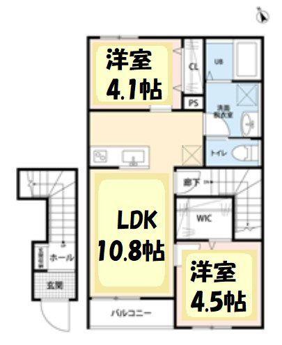 リーブルファイン久喜久喜東II(2LDK/2階)の間取り写真