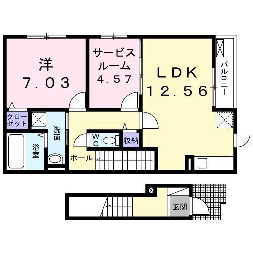 カーサ クローバー(1SLDK/2階)の間取り写真