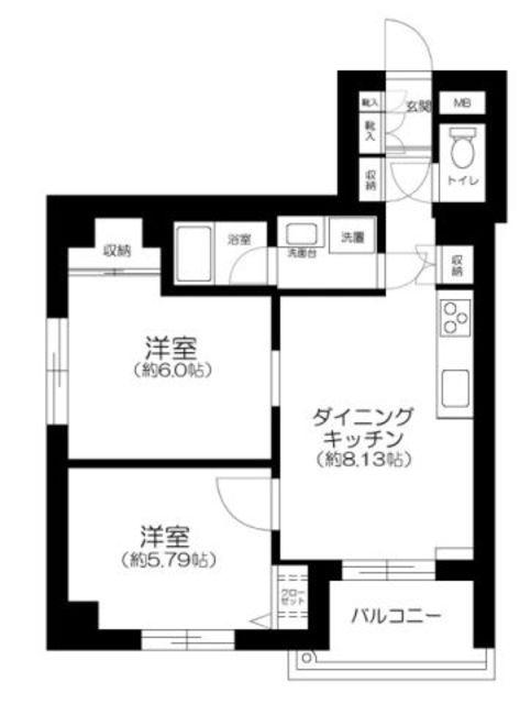 グランシャリオ国立(2DK/8階)の間取り写真