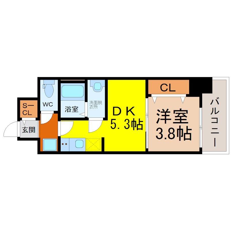 プレサンス名駅南エディフィス(1DK/15階)の間取り写真