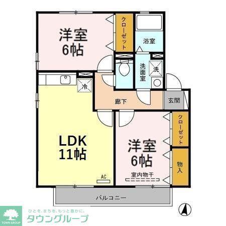 フリーデンE/W(2LDK/2階)の間取り写真