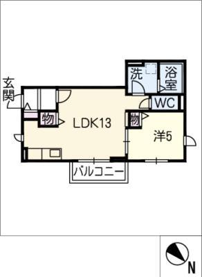 FONTAINEBLEAU(1LDK/2階)の間取り写真