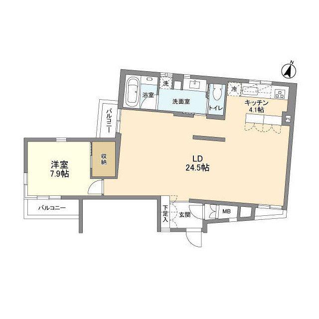 PATH牛込神楽坂(1LDK/4階)の間取り写真