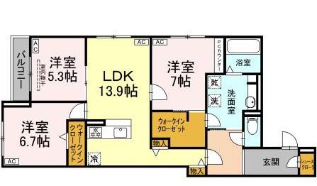 ルヴィータ川名山町(3LDK/3階)の間取り写真