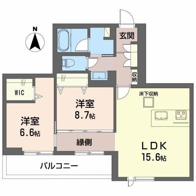 CRESTIEQ大岩本町(2LDK/1階)の間取り写真