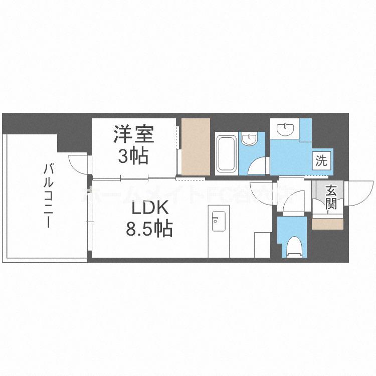 J.GRAN COURT京町堀(1LDK/3階)の間取り写真