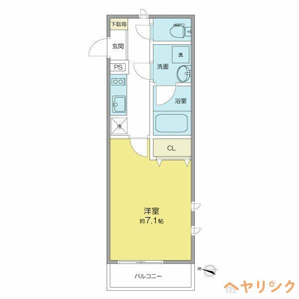 ベネフィス西新(1K/2階)の間取り写真