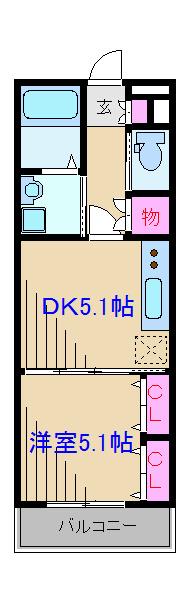 ポルトフィーノ(1DK/4階)の間取り写真