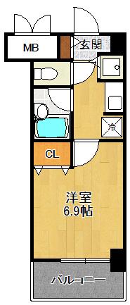 フォワイエセレスト2(1K/1階)の間取り写真