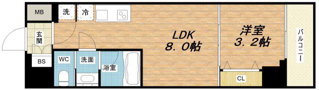 ブエナビスタ西天満(1LDK/7階)の間取り写真