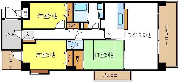 プレジール(3LDK/8階)の間取り写真