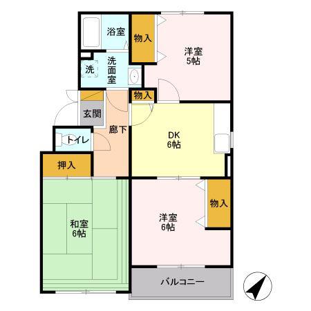 リ・ヴラン東川口I(3DK/1階)の間取り写真