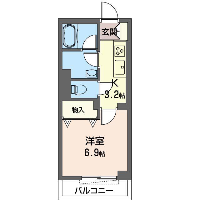 ショコラ(1K/1階)の間取り写真