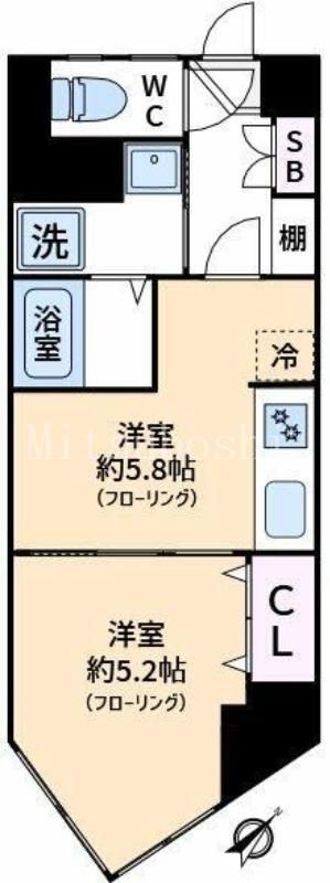 柏木ハイツ(1DK/3階)の間取り写真