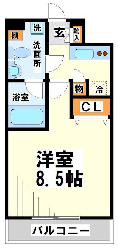 スパシエ エクレクト(1K/2階)の間取り写真
