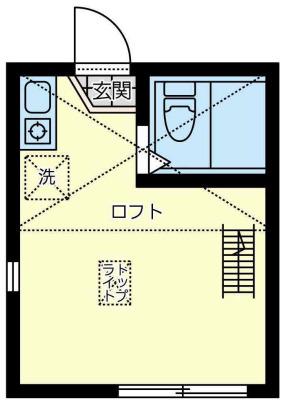 オアシス戸部B(ワンルーム/1階)の間取り写真