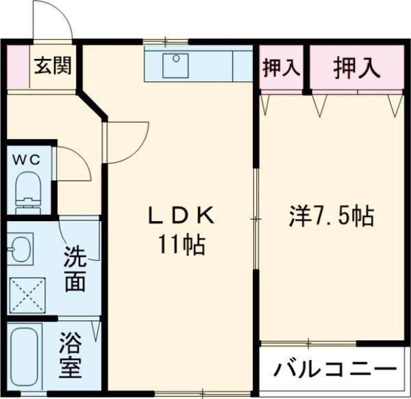 ファミール輝(1LDK/2階)の間取り写真