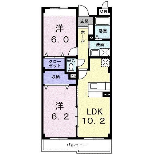 ノースビレッジ(2LDK/1階)の間取り写真