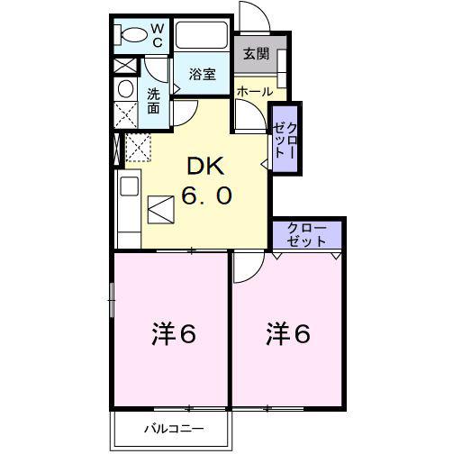 ラフィーネ上矢田(2DK/1階)の間取り写真