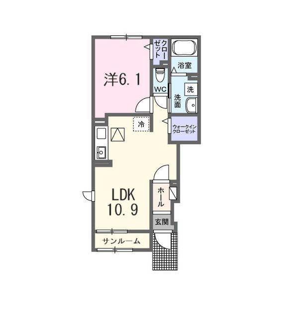 ヴィラやす(1LDK/1階)の間取り写真