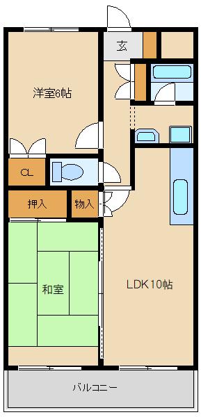 リモージュ宮崎台(2LDK/2階)の間取り写真