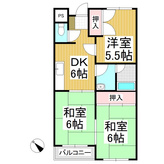 長瀬ロイヤルレジデンスA棟(3DK/3階)の間取り写真