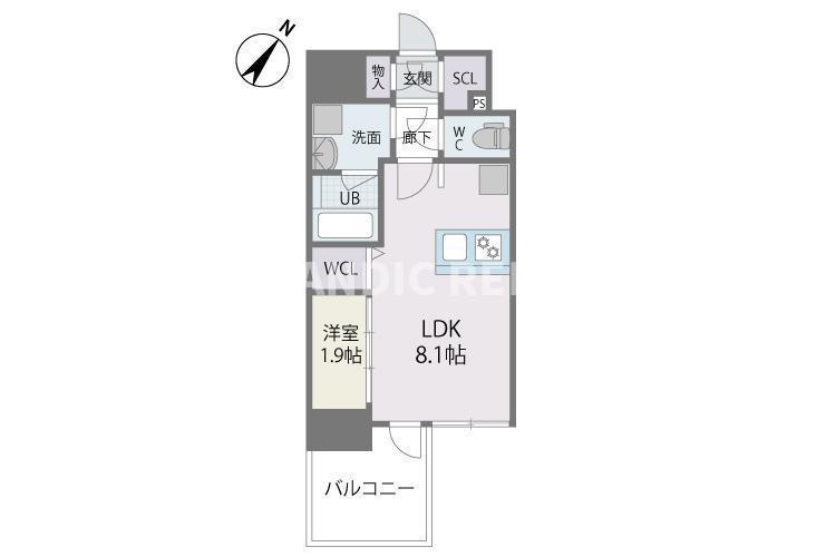 MODERN PALAZZO博多駅南AXIA(1LDK/1階)の間取り写真