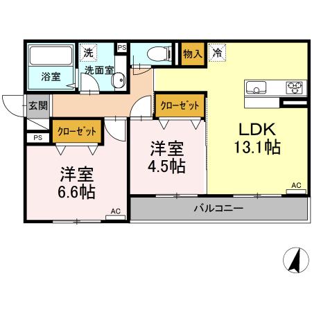 G MAISON A棟(2LDK/3階)の間取り写真