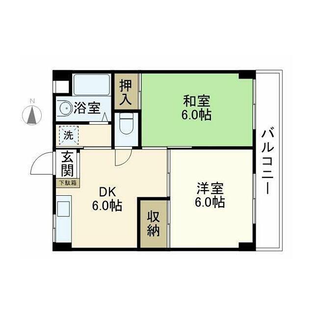 サンコート上大岡(2DK/2階)の間取り写真
