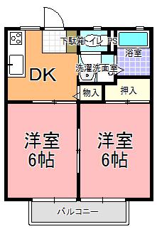 シティソノベA(2DK/2階)の間取り写真