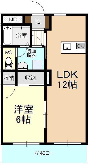 エンゼルタウン宝石(1LDK/1階)の間取り写真