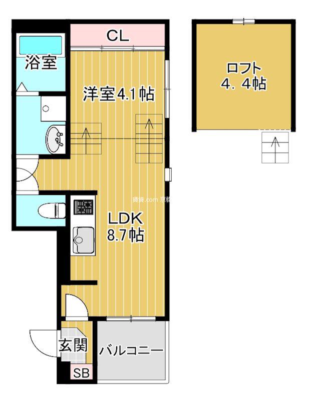 STAGE 今福西(1LDK/1階)の間取り写真