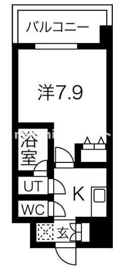 スプランディッド難波I(1K/4階)の間取り写真