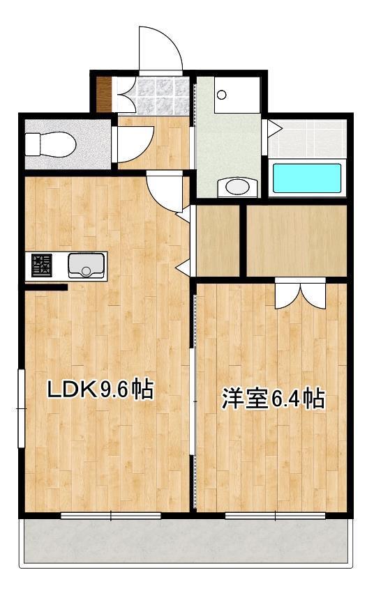 リベルテ御領(1LDK/1階)の間取り写真