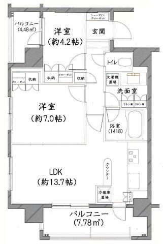 ユニーブル世田谷明大前(2LDK/3階)の間取り写真